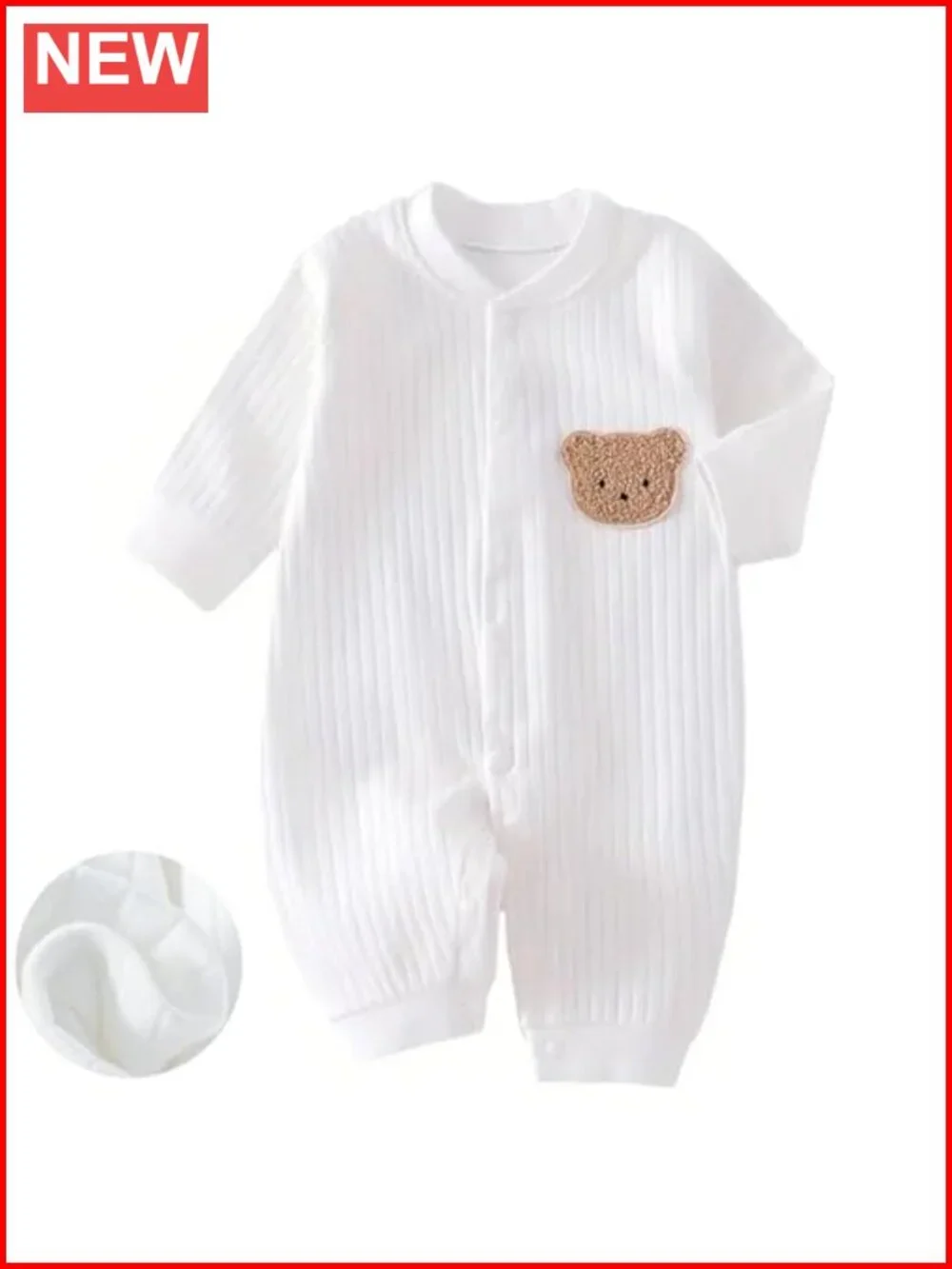 100% Cotton Long Sleeve Baby Romper Snap Closure Unisex Newborn Bodysuit